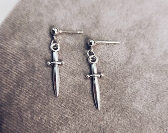 Mini Silver Dagger Earrings | Renaissance Faire Jewelry
