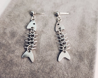 Fishbone Dangle Earrings | Skeletal Fish Accessories