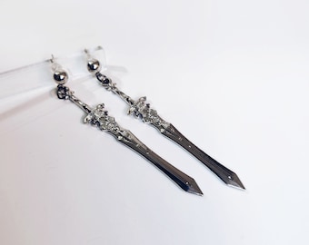 Silver Sword Earrings | Weapon Themed Renaissance Accessories