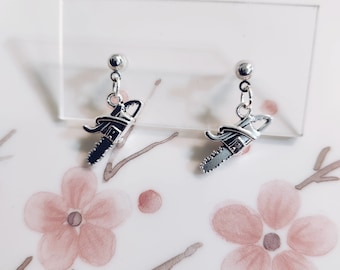Chainsaw Earrings Tool Jewelry Handyman Horror Jewelry Gifts for
