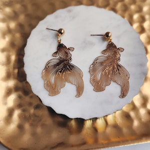 Gold Goldfish Earrings | Whimsical Fish Jewelry Fish Charm Nature-inspired Accessories Quirky Pet-themed Earrings Fun Fishy Fashion