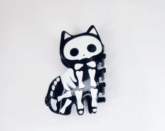 Skeleton Kitty Claw Clip