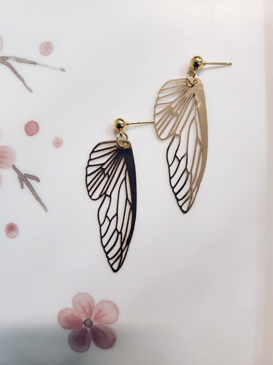 Gilded Golden Butterfly Wing Earrings | Radiant Butterfly Wing Delicate ...