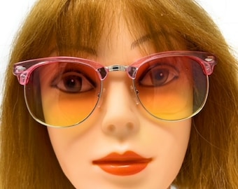 Vintage Semi-Rimless Sunglasses: UV400 Tinted Driving Eyewear