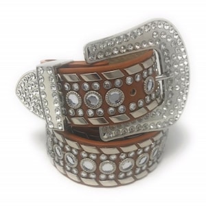 Black | White | Silver| Brown | Camouflage Western Cowgirl Rhinestone Belt Concho Designer Belt