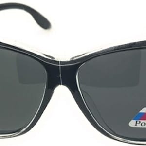 May include: Black cat-eye sunglasses with rhinestones on the frame and polarized lenses. The sunglasses have a silver accent on the top of the frame and a label that reads "Sunglasses Polarized".
