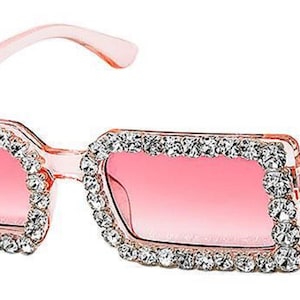 Small Square Frame Bling Crystal Rhinestone Sunglasses
