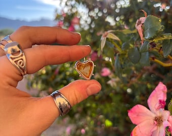 Achat Herz Anhänger | Sterling Silber, Karneol, handgemacht, recyceltes Metall, ethisch unbedenklicher Stein