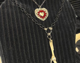 Doppelstrangige Eichhörnchen-Knochenhalskette | Silber Herz, Edelstein