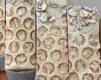 Jabón artesanal de leche de cabra, plátano y miel: cuidado de la piel artesanal natural, sin fragancia