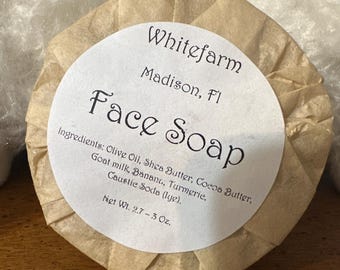 Jabón facial de cúrcuma hecho a mano: totalmente natural, sin fragancia.