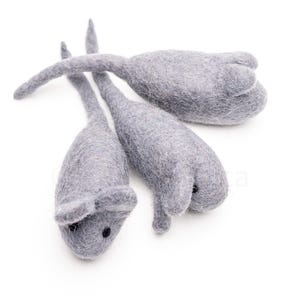 Ratón gris oscuro - Juguete para gatos de fieltro de lana natural de alta calidad - Sturdy Snuggle KittyPrey Floofs
