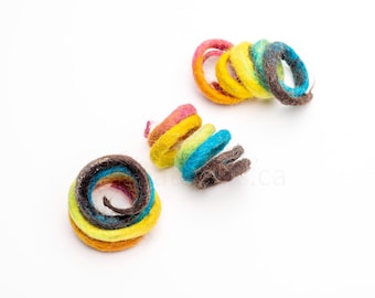 Rainbow Ombre Spiral Strip - High Quality Natural Wool Felt Cat Toy - Sturdy Snuggle KittyPrey Floofs