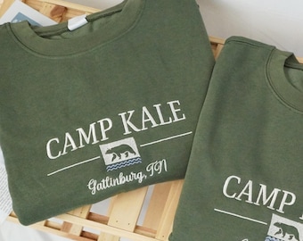 Embroidered Custom Camping Sweatshirt, Custom Camp Walden Shirt, Camping Group Shirt, Bachelorette Camp Party Sweatshirt, Nature Lover Gifts