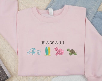 Hawaii Embroidered Sweatshirt, The Aloha State Crewneck, State