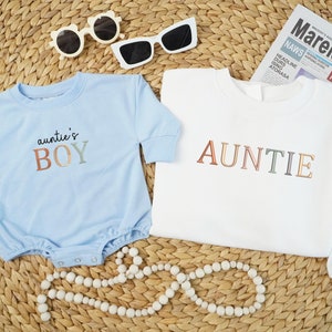 Embroidered Auntie and Auntie&#39;s Boy Shirt, Matching Family Sweatshirt, Retro Auntie and Nephew Shirt, Auntie and niece matching outfit