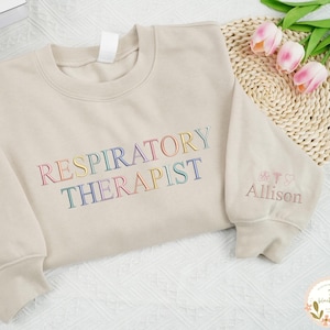 Embroidered Respiratory Therapist Shirts, Custom Name RT Sweatshirt, Custom Respiratory Therapist Graduation Gift, Respiratory Nurse Gifts