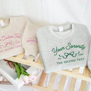 Embroidered Sorority Shirt, Girls Trip Sweatshirt, Retro Coquette Sorority Tee, Custom Sorority Gift, Girl Besties Matching Embroidery Shirt