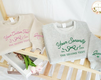 Embroidered Sorority Shirt, Girls Trip Sweatshirt, Retro Coquette Sorority Tee, Custom Sorority Gift, Girl Besties Matching Embroidery Shirt