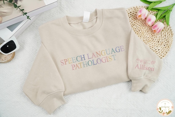 Embroidered Speech Therapist Sweatshirt, Speech Language Shirt, SLP Nurse Sweater, Retro SLP Shirt, Speech Language Pathologist T-Shirt