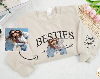 Custom Embroidered Besties Shirts, Best Friend Sweatshirt Personalized, Matching Sweatshirt For Best Friends, Cute Birthday Gift For Friend