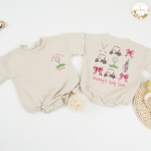 Custom Daddys Golf Girl Baby T-Shirt, Father Daughter Pink Golfing, Golf Baby Bodysuit, Baby Shower Gift, Cute Golf Tee, Cute Pink Golf Cart