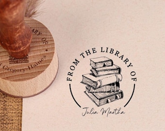 Custom BOOK STAMP – Personalized Book Stamp for Library or Ex Libris – Book Lover Gift – Literary Girl | Book Club Essentials