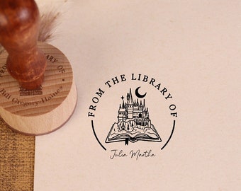 From The Library of | Castle | Ex Libris | Book Stamp | This Book Belongs to | Personalized Library Stamp | Mother's Day gift | Book Stamps
