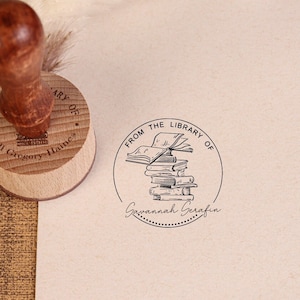 TIMBRE DE LIVRE PERSONNALISÉ | Timbre de bibliothèque auto-encreur | Timbre de bibliothèque personnalisé | De la bibliothèque de timbres | Amateur de livres | Timbre personnalisé