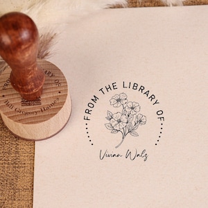 De la bibliothèque de | Timbre de bibliothèque personnalisé| Timbre de livre personnalisé| Timbre de bibliothèque personnalisé| Cadeau pour les amateurs de livres| Timbres de livre| Cadeau pour elle