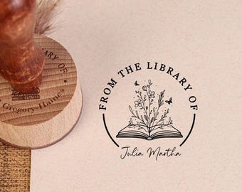 Custom BOOK STAMP – Personalized Book Stamp for Library or Ex Libris – Book Lover Gift – Literary Girl | Book Club Essentials