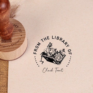 TIMBRE DE LIVRE PERSONNALISÉ | Timbre de bibliothèque auto-encreur | Timbre de bibliothèque personnalisé | De la bibliothèque de timbres | Amateur de livres | Timbre personnalisé