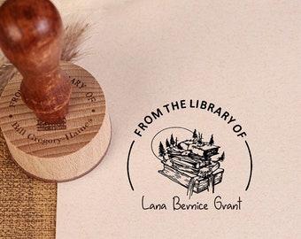From The Library of | Ex Libris | Mountain Book Stamp | This Book Belongs to Personalized Library Stamp | Custom Library Stamp | Book Stamps