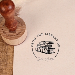 TIMBRE DE LIVRE PERSONNALISÉ | Timbre de bibliothèque auto-encreur | Timbre de bibliothèque personnalisé | De la bibliothèque de timbres | Amateur de livres | Timbre personnalisé