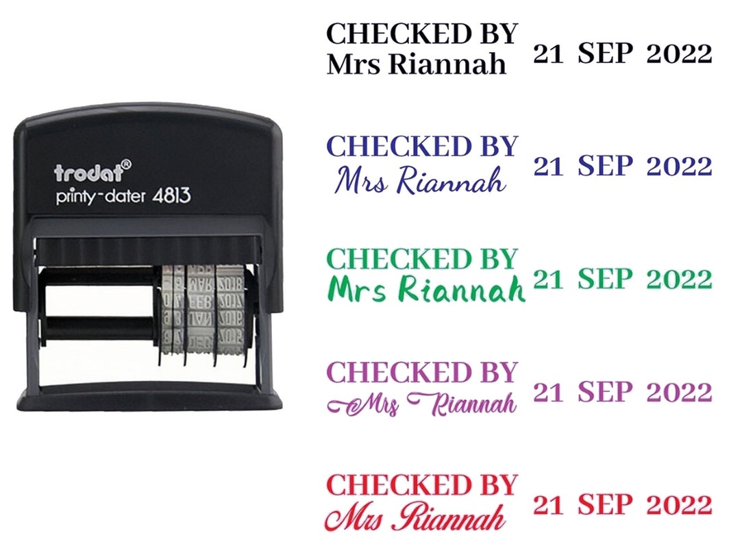 Personalized teacher name and date stamp personalized name and date