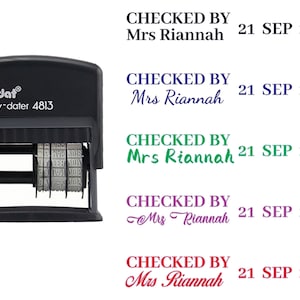 Personalised Teacher Name and Date Stamp, Personalised name and date teacher stamp, checked by date stamp，teacher gift,Custom gift