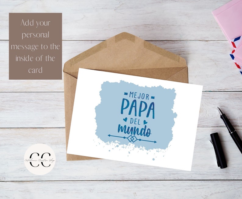 Father’s Day Card, Spanish, Digital Download, Printable, Foldable 5x7