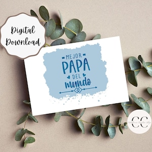 Father's Day Card, Spanish, Digital download, Printable, Foldable 5x7 Card