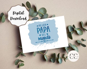 Father&#39;s Day Card, Spanish, Digital download, Printable, Foldable 5x7 Card