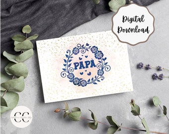 Printable Father&#39;s Day Card Instant Download 5x7, Spanish