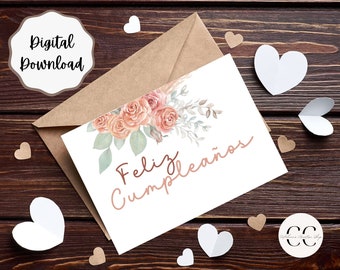 Happy Birthday Card Spanish/Feliz Cumpleanos/Spanish Printable Birthday Card/Instant download