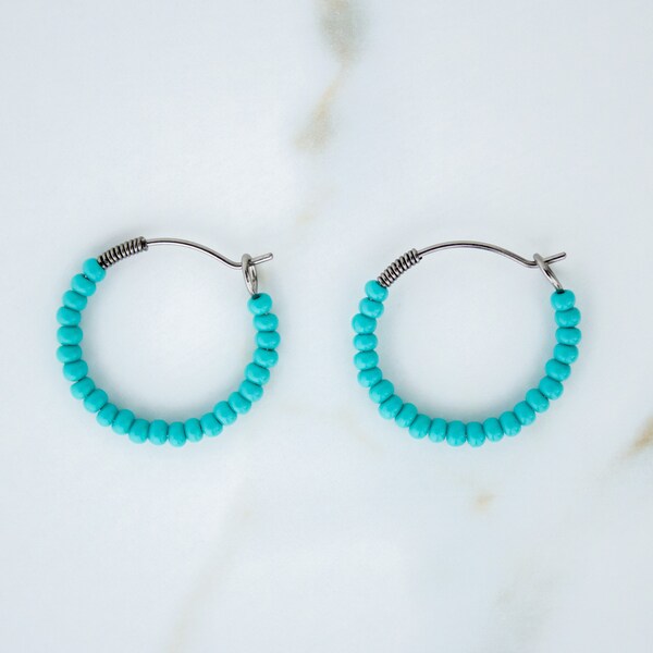 Beaded Hoop Earrings Etsy