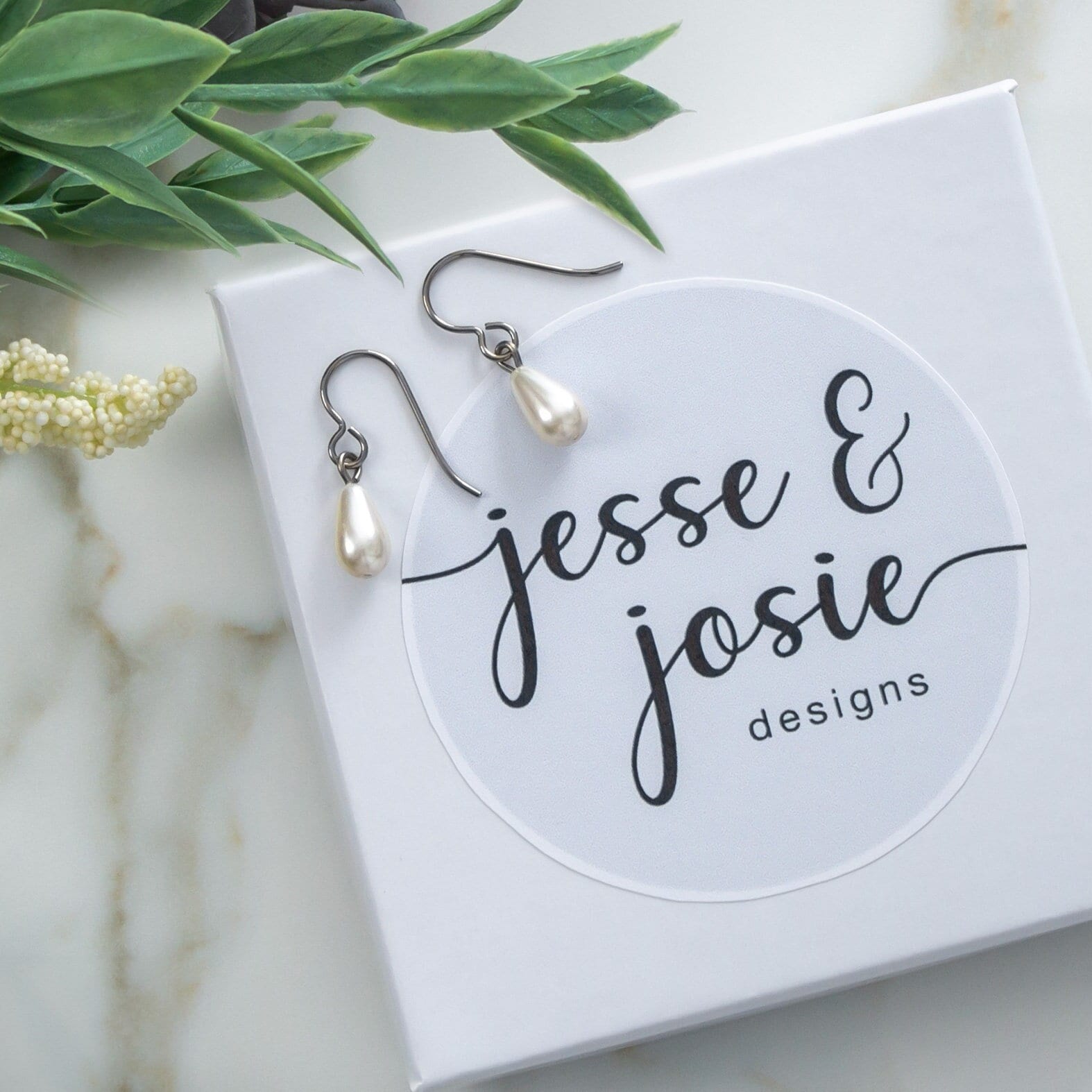 Titanium Pearl Drop Earrings