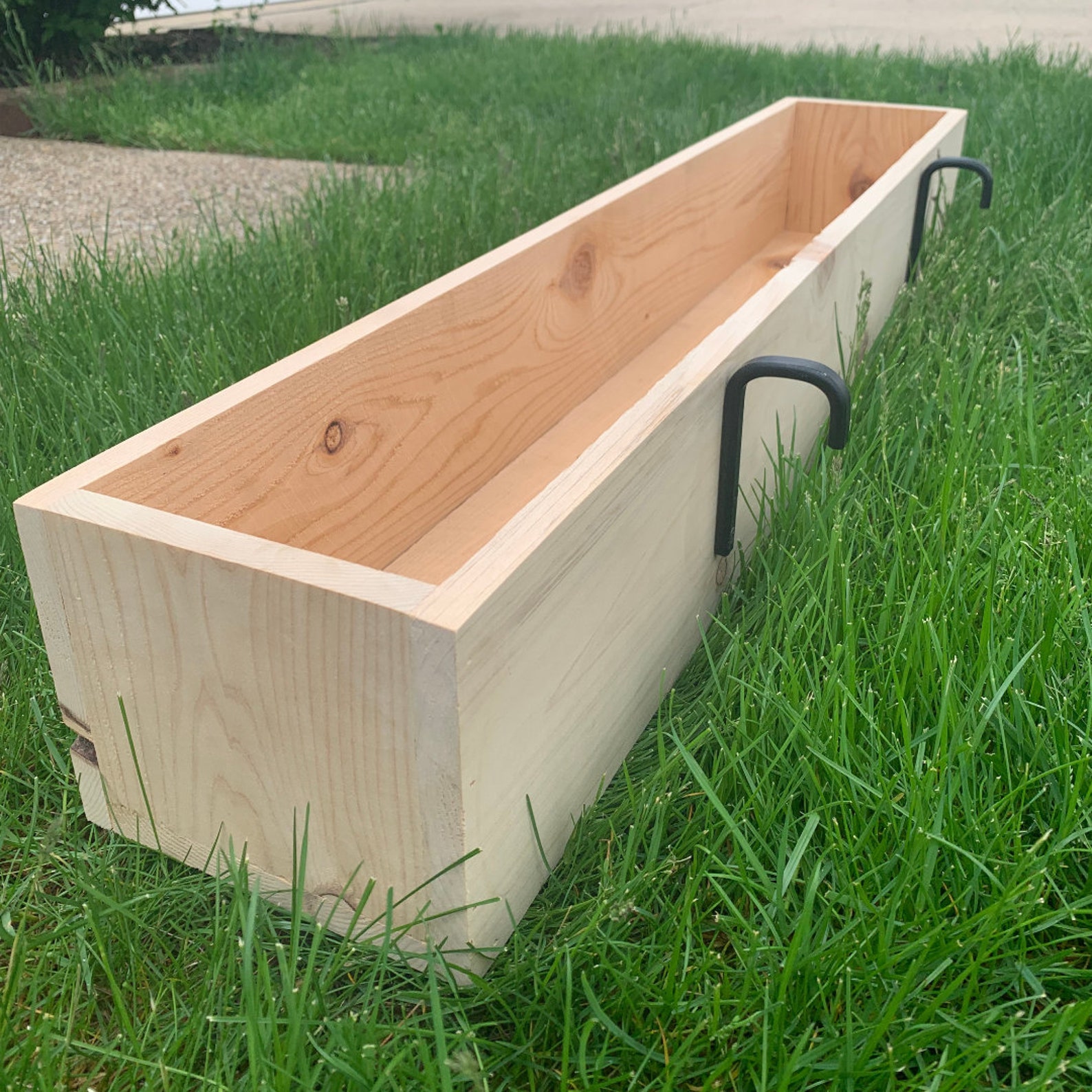 Cedar Railing Planter Box 1.5 Matte Black Hooks Etsy