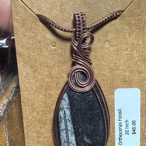 Orthoceras Fossil Copper Wrapped Pendant