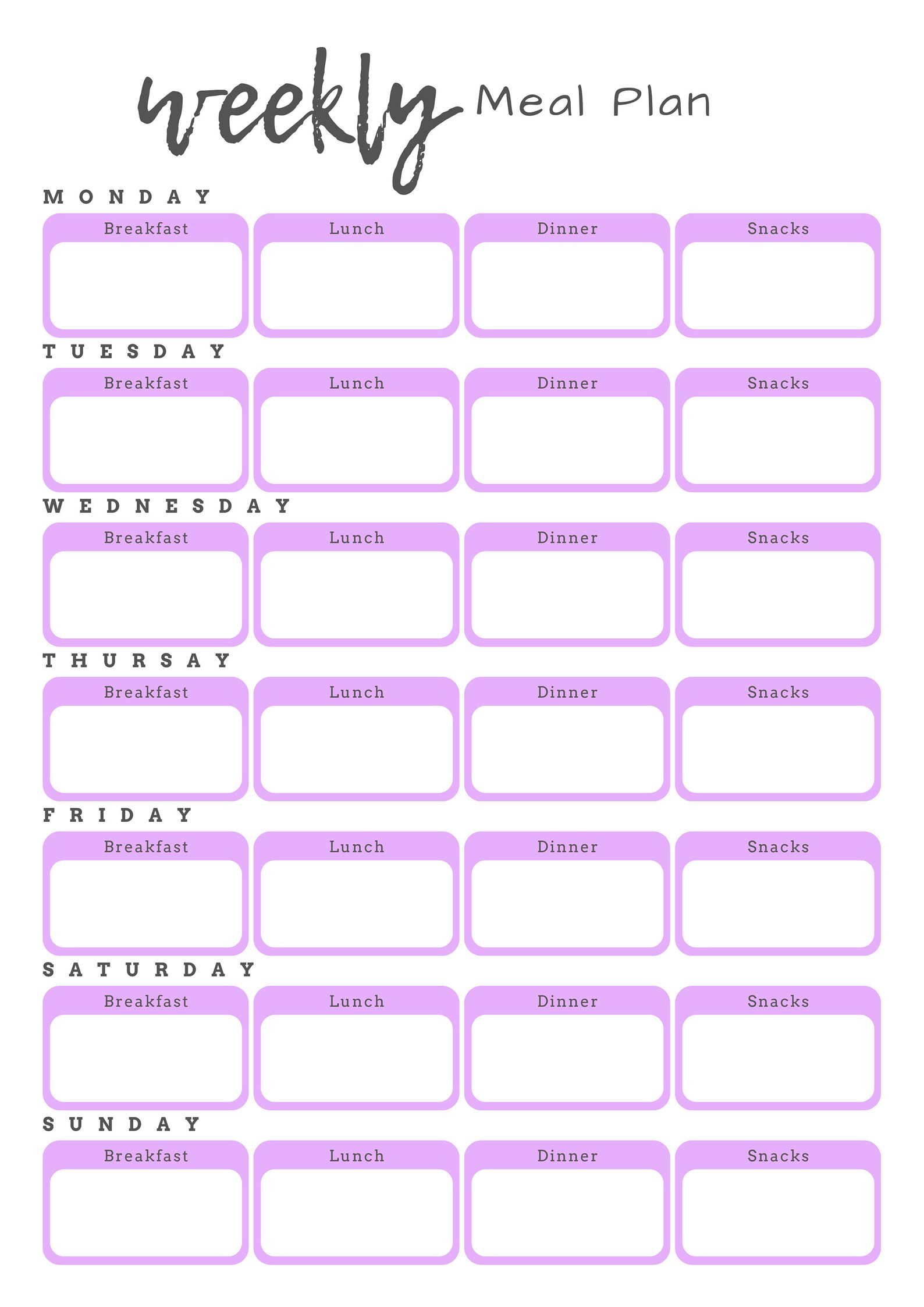 Weekly Meal Planner ADHD Planner ADHD Productivity Planner Etsy