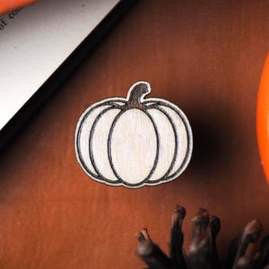 Pumpkin Pin | Fall Pin | Fall Brooch | Wooden Laser Engraved Pin | Collectable