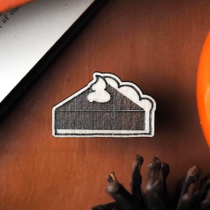 Pumpkin Pie Pin | Fall Brooch | Wooden Laser Engraved | Collectable