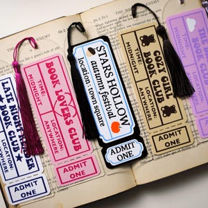 Ticket Design Lesezeichen 5er Set | Seitenmarkierer | Buchclub | Buchliebhaber Geschenk | Bücherwurm | Buchzubehör