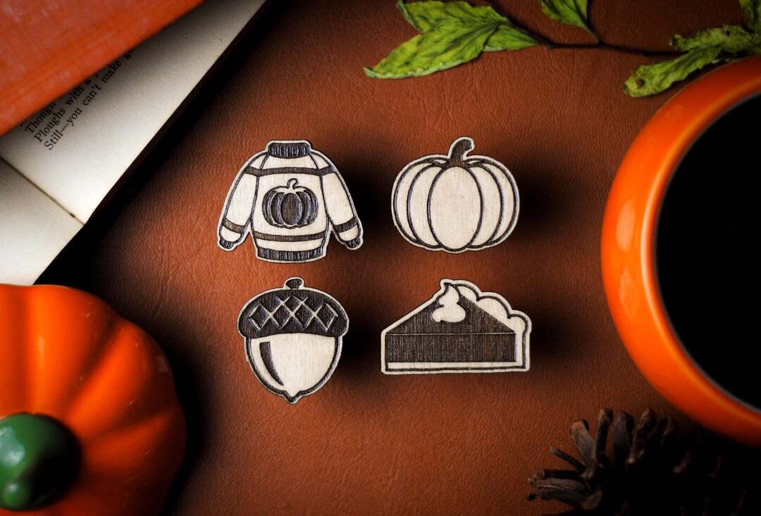 Wooden Fall Pin Set: Laser Cut Birch Plywood Pins - Etsy